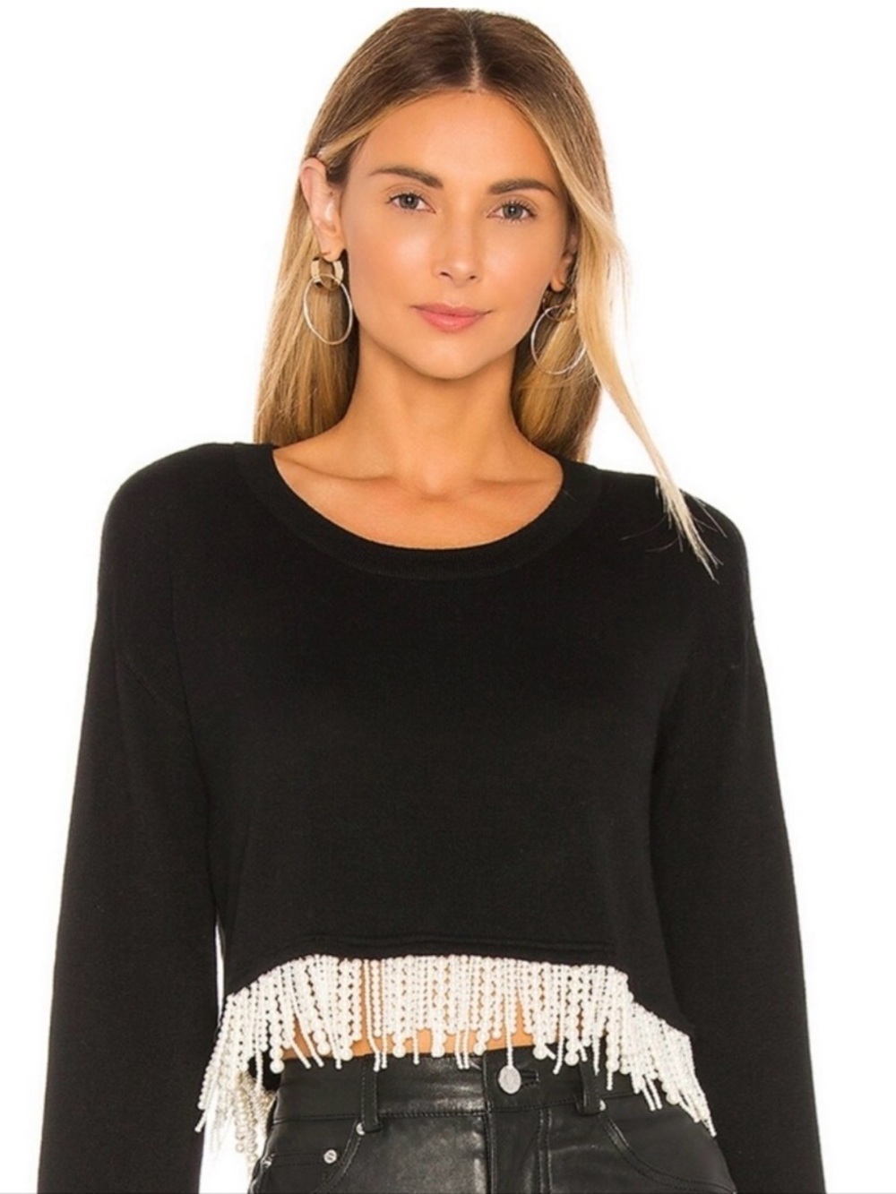 Dreamers By Debut Pearly Beaded + Fringe Sweater